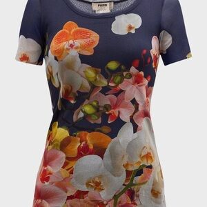 Floral Short Sleeve Tee - Navy and Multicolor